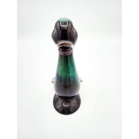 Ceramic Duck Vintage Figurine Green Black Glazed 5.25 Inches Baby Duckling - Picture 3 of 14